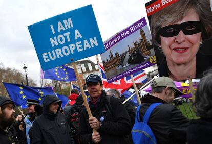 Manifestación a favor del Brexit el 14 de marzo en Londres.