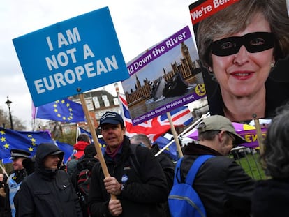 Manifestación a favor del Brexit el 14 de marzo en Londres.