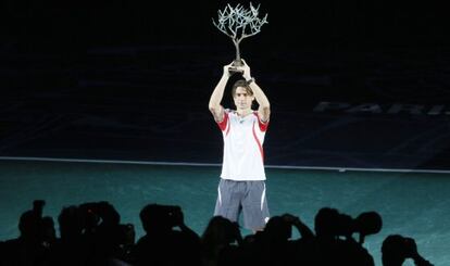 Ferrer celebra su victoria.