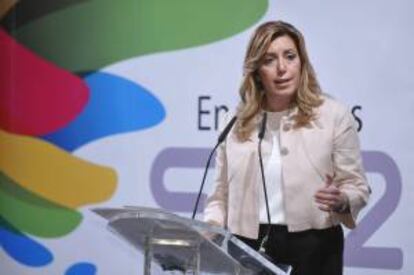 La presidenta de la Junta de Andalucía, Susana Díaz, durante su conferencia titulada "Un nuevo tiempo para Andalucía". EFE/Archivo