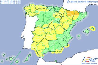 Predicción de la AEMET para hoy 9 de junio