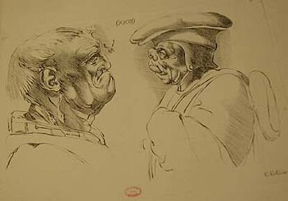 Dibujo de Leonardo da Vinci en un grabado realizado en 1784 por Carlo Guiseppe Gerli, expuesto en el Museo del Louvre