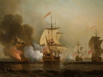 'La batalla de Baru', en la que fue hundido el 'San José', retratada por el pintor Samuel Scott.