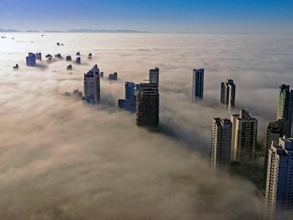 Rascacielos de la ciudad de Curitiba (Brasil), en abril de 2020.