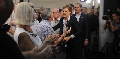 La secretaria general del PP, Dolores de Cospedal, y el candidato al lehendakari, Alfonso Alonso, este mi&eacute;rcoles en Vitoria.