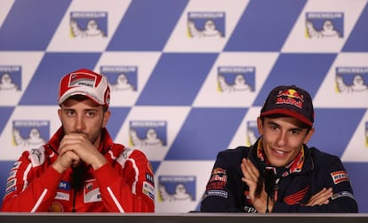 Dovizioso y Márquez, en la conferencia de prensa del Gran Premio de Australia.