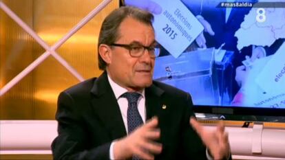 Artur Mas, ahir dilluns durant l'entrevista a 8TV.