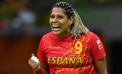 Marta Mangué, en el España-Noruega, en los Juegos