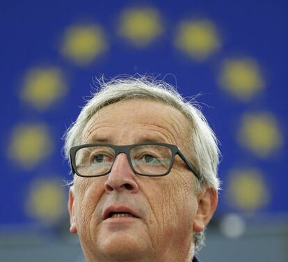 El presidente de la Comisión europea, Jean-Claude Juncker, durante su discurso sobre el estado de la Unión.