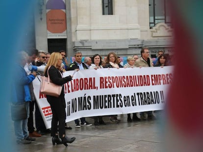 Concentración por la muerte de un trabajador en Madrid convocada por sindicatos el pasado 17 de octubre.
