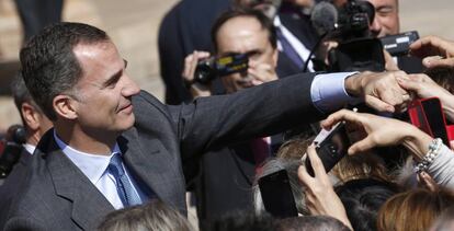 El rey Felipe VI a su llegada a Villanueva de los Infantes, este miércoles.