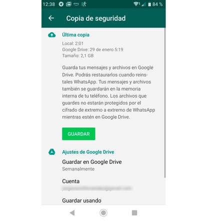 Copia de seguridad de WhatsApp