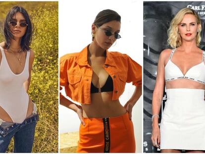 De izquierda a derehca: las modelos Kendall Jenner y Bella Hadid y la actriz Charlize Theron.