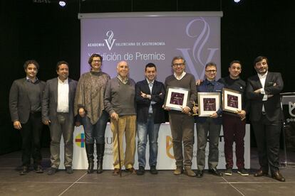 Los premiados de la Academia Valenciana de Gastronomía.