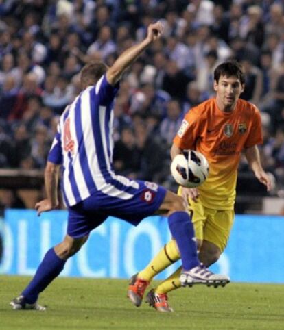 Messi intenta marcharse de Berganti&ntilde;os.