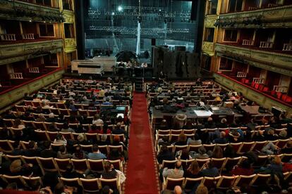 Asamblea de los sindicatos y de los trabajadores del Ministerio de Cultura en respuesta a la absorción de la Zarzuela, el pasado 14 de marzo.