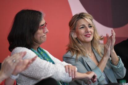 La vicepresidenta segunda del Gobierno, Yolanda Díaz, el sábado pasado durante un acto de Sumar en Madrid.