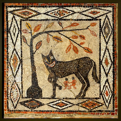 Mosaico de una loba capitolina conservado en el museo de Leeds (Reino Unido).
