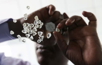 Diamantes sin tallar en Botswana.