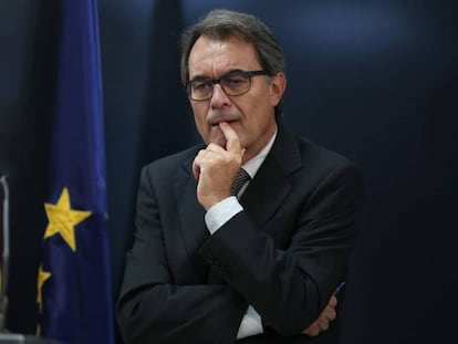 El expresidente de la Generalitat, Artur Mas, durante su comparecencia.