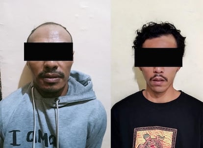 The two arrested for the murder of Matilde Muñoz, in a photograph released by the Indonesian police.