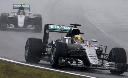 Hamilton y Rosberg en el GP de Brasil.