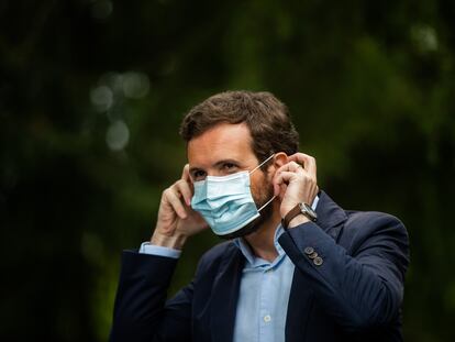 Pablo Casado, durante un acto electoral en Galicia este fin de semana.