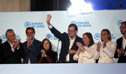Los dirigentes del PP, la noche electoral del 20 de diciembre de 2015.