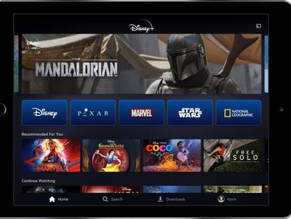 La plataforma de Disney + vista en una tableta.