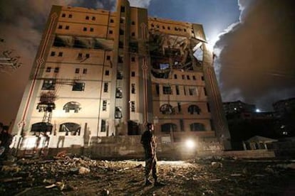 Imagen del Ministerio palestino de Asuntos Exteriores, tras el ataque israelí de esta madrugada.