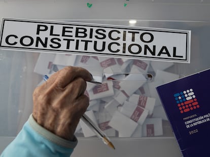 Aspecto de la votación para aprobar o rechazar el nuevo proyecto de constitución, en Santiago, Chile. En septiembre de 2022.