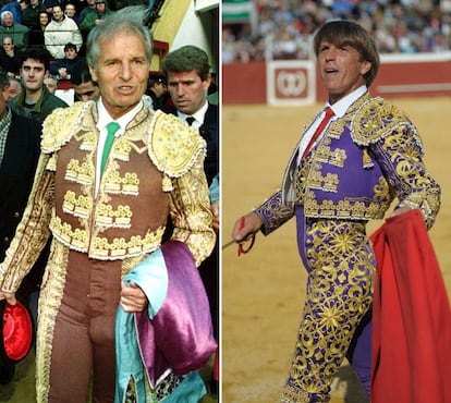 Manuel Benítez 'El Cordobés', en una corrida en 2000, y Manuel Díaz, toreando en 2012.