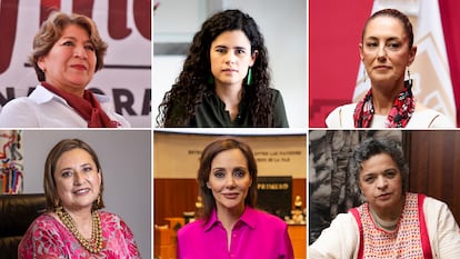 Delfina Gómez, Luisa María Alcalde, Claudia Sheinbaum, Xóchitl Gálvez, Lilly Téllez y Beatriz Paredes.