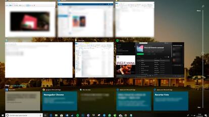 Así se muestra el Timeline en Windows 10, arriba a la derecha podemos hcer una búsqueda dentro de esta línea de tiempo