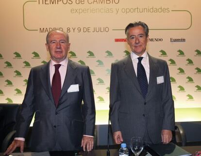 Los expresidentes de Bankia, Rodrigo Rato (izquierda), y de Caja Madrid, Miguel Blesa.