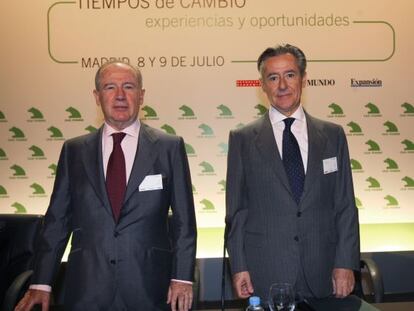 Los expresidentes de Bankia, Rodrigo Rato (izquierda), y de Caja Madrid, Miguel Blesa.