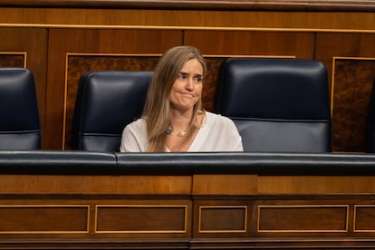 La vicepresidenta del Gobierno y ministra para la Transición Ecológica y el Reto Demográfico, Sara Aagesen, en el pleno del Congreso, el pasado martes.