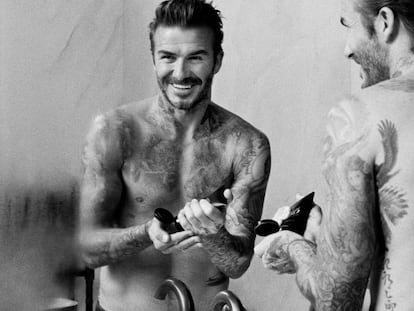 David Beckham presenta su nueva línea de cosmética.