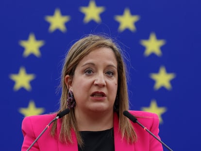 La presidenta del grupo de los Socialistas y Demócratas (S&D) del Parlamento Europeo, la española Iratxe García, el martes en Estrasburgo.