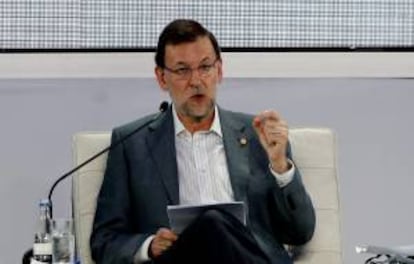 El presidente del Gobierno Mariano Rajoy participa en un conversatorio sobre economía en el Encuentro Empresarial, durante la VII Cumbre Alianza del Pacífico que se realiza en Cali (Colombia).