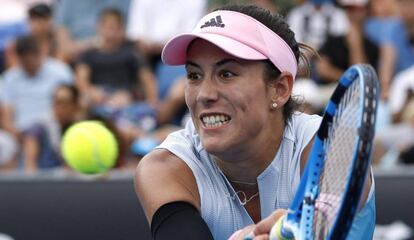 Muguruza, durante el partido contra Zheng en Melbourne.