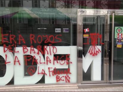 Pintades a la seu de Podem Barcelona.