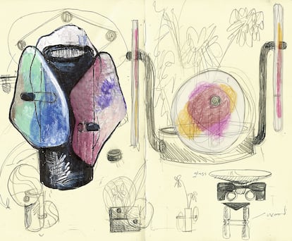 Bocetos del proyecto 'Colourdisc' de Bethan Laura Wood para Cassina.