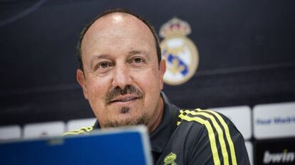 Benítez, durante la rueda de prensa