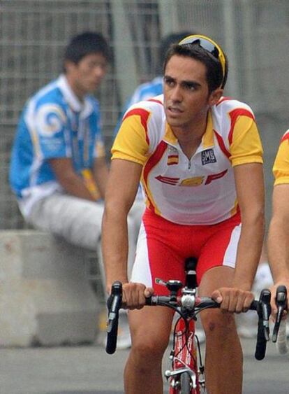 Alberto Contador, en un entrenamiento.