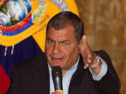 El presidente Correa, este miércoles en Quito.