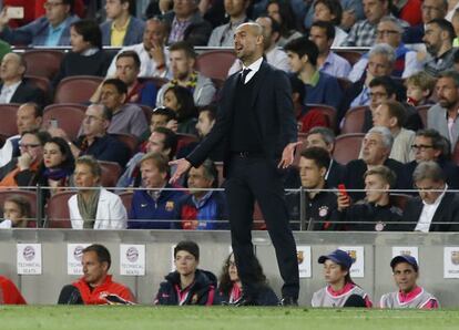 Pep Guardiola, en su regreso al Camp Nou.