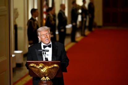 El presidente de Estados Unidos, Donald Trump, en la reunión de la Asociación Nacional de Gobernadores celebrada el viernes en la Casa Blanca.