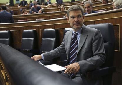 Rafael Catalá durante su primer pleno del Congreso como ministro de Justicia.