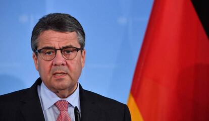 El vicecanciller y ministro de Exteriores alemán Sigmar Gabriel durante una rueda de prensa.
